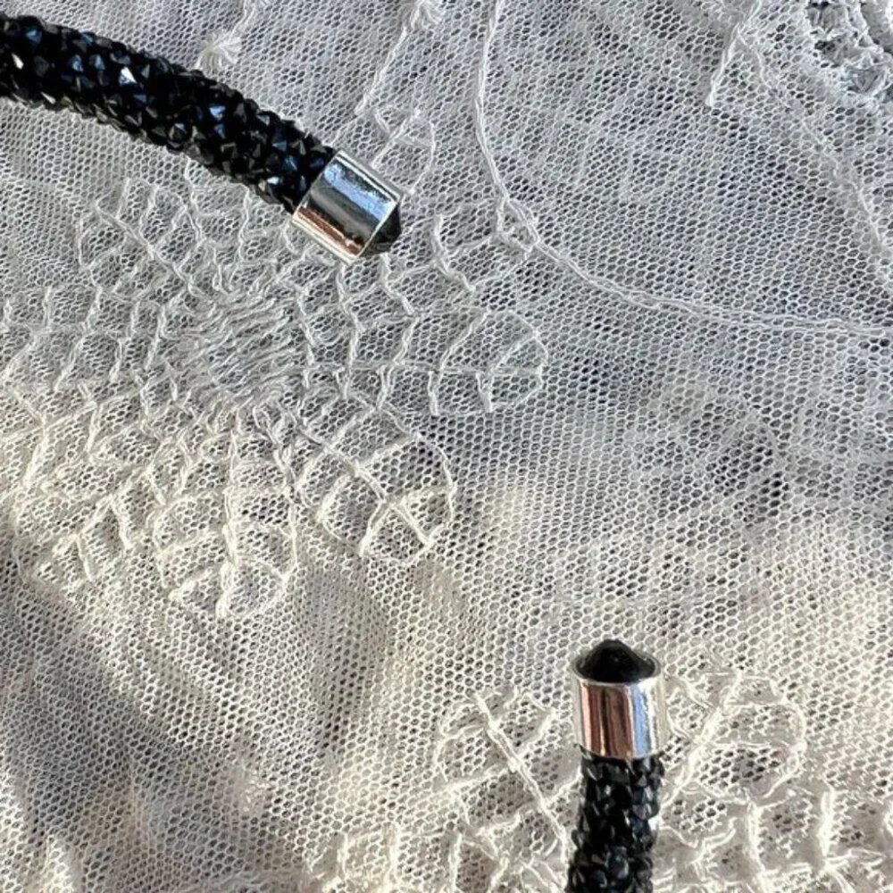 Black Pave Crystal Headband or Collar Necklace